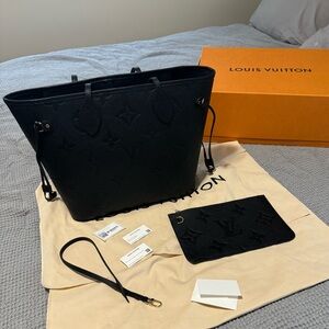 Louis Vuitton Black Monogram Empreinte Leather Neverfull